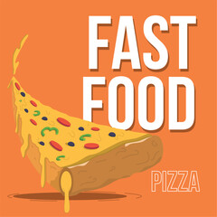 Isolated colored slice of pizza fast food Vector