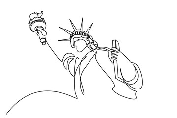 america new york city statue of liberty line simple minimalist art concept