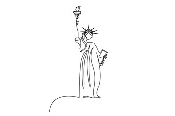 america new york city statue of liberty line simple minimalist art concept