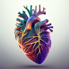 colorful and abstract human heart background doe medical research generative ai