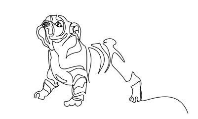 dog animal bulldog little line art full body length
