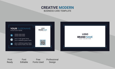 simple business card with QR code. professional business card design - vector illustration