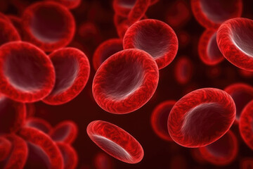 Red blood cells in the bloodstream. Close-up. Ai