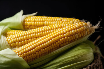 Corn cobs close up. Ai