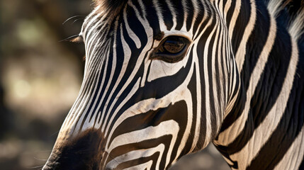 Fototapeta na wymiar Close up of a zebra. Generative AI