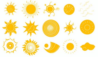 Glowing Sun Vector Icons