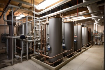 Naklejka na ściany i meble geothermal energy system in school, providing heat and hot water to the facility, created with generative ai