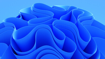 3d rendering. Abstract background with paper waves. modern wallpaper with blue wave crease