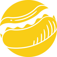 sausage in yellow circle button illustration