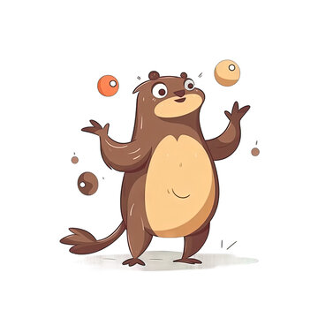 Platypus character doing juggling - Cartoon Illustration 2