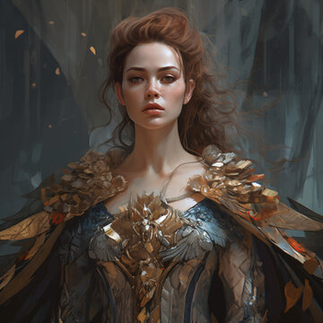 beautiful woman warrior in full armor fantasy character portrait Generative Ai
