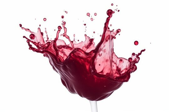 red wine splash isolated on white background generative AI