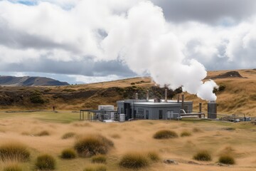 Fototapeta na wymiar geothermal energy system, with steam and hot water being converted to electricity, created with generative ai