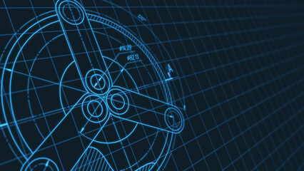 Mechanical Engineering background .Technology banner.Technical drawing .illustration .