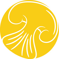 mushroom in yellow circle button illustration