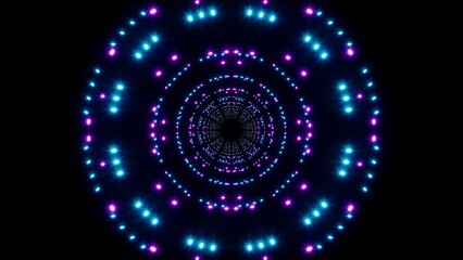 Festive circular neon color glitter lights overlay background