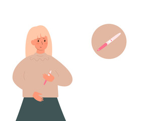 Woman looking at negative pregnancy test © visio