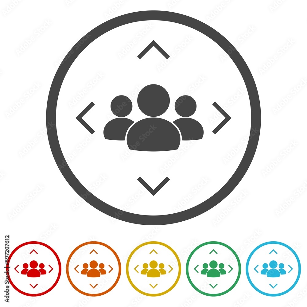 Poster Focus Group icon. Set icons in color circle buttons