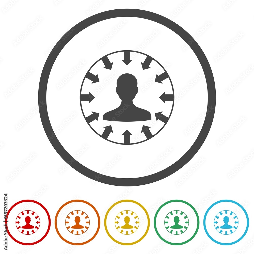 Poster target user icon. set icons in color circle buttons
