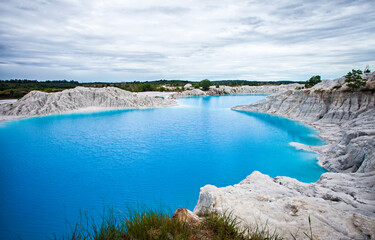 Exotica of Blue and Green Kaolin Lake in Bangka, Bangka Belitung, Indonesia. This lake is a former...