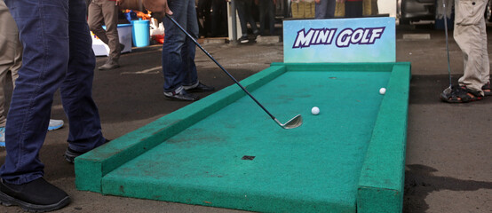 People play mini golf in Jakarta, Indonesia, South East Asia. Ilustration