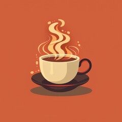 Fototapeta premium Cup of coffee with steam. Generative AI