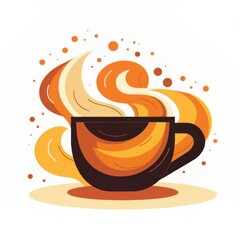 Cup of coffee with steam. Generative AI