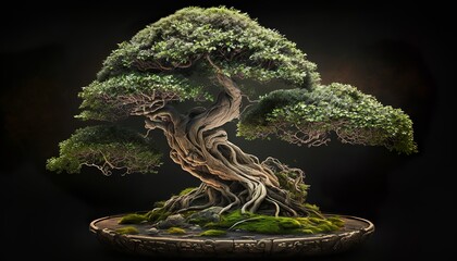 Naklejka na ściany i meble little bonsai tree meditation design illustration