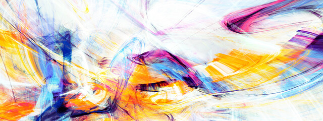 Abstract bright color motion composition. Modern futuristic dynamic background. Multicolor artistic paints. Fractal artwork for creative graphic design.
