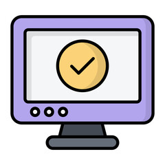 Online Check Line Color Icon