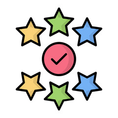 Star Rating Check Line Color Icon