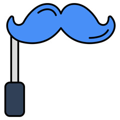 A flat design icon of mustache prop