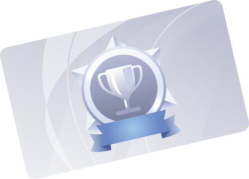 Silver award medals card .vip membership card icon