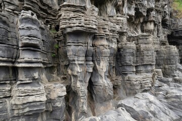 close-up of natural rock formation, with intricate details visible, created with generative ai