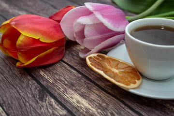 cup of tea with rose petals