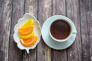 cup of tea with lemon and orange