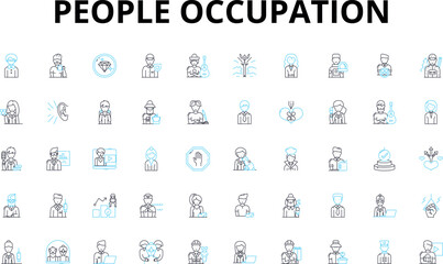 People occupation linear icons set. Doctor, Teacher, Lawyer, Engineer, Musician, Artist, Athlete vector symbols and line concept signs. Writer,Chef,Accountant illustration