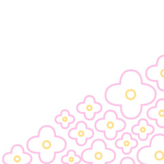 cute flower seamless pattern.Pink flower with white Background. Pink flowers on white background fabric. Vector. Illustration. Flower frame
