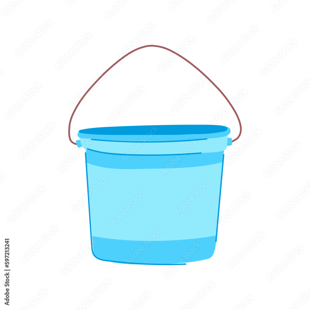 Sticker clean plastic bucket cartoon vector illustration