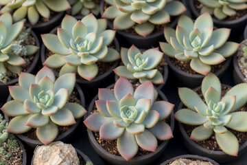 variety of succulent plants in a beautiful arrangement. Generative AI