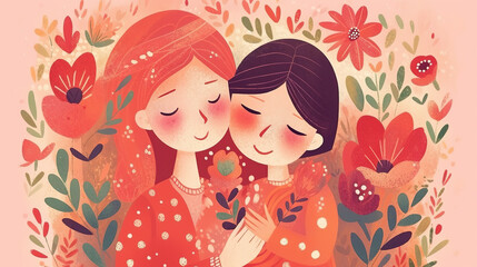 Fototapeta premium a lovely inspired mothers day gift card, generative ai technology