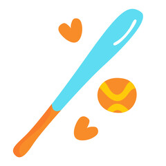 base ball stick flat illustration
