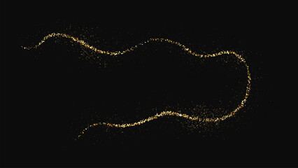 Gold glittering confetti wave and stardust