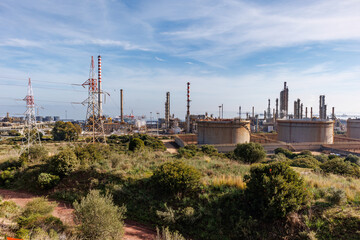 Fototapeta na wymiar View of industrial areas located on the sea coast