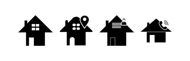 silhouette of a church.Collection home icons. Set of house symbol. Flat style on white background.House icon set. Vector illustration.House Flat Icon Set Isolated On White Background