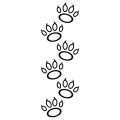  Paw print trail icon on  white background.