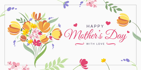 Happy Mother's Day greeting card. Beautiful congratulations in vector.