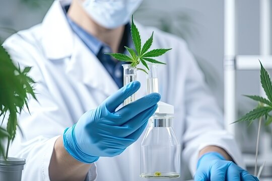 group of scientists and researchers, working together to develop new strain of medical marijuana for various diseases, created with generative ai