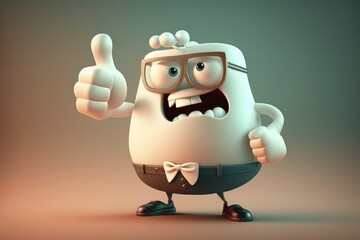 Funny cartoon character with thumbs up gesture