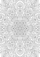 Decorative floral mehndi design style coloring book page illustration hand drawn
